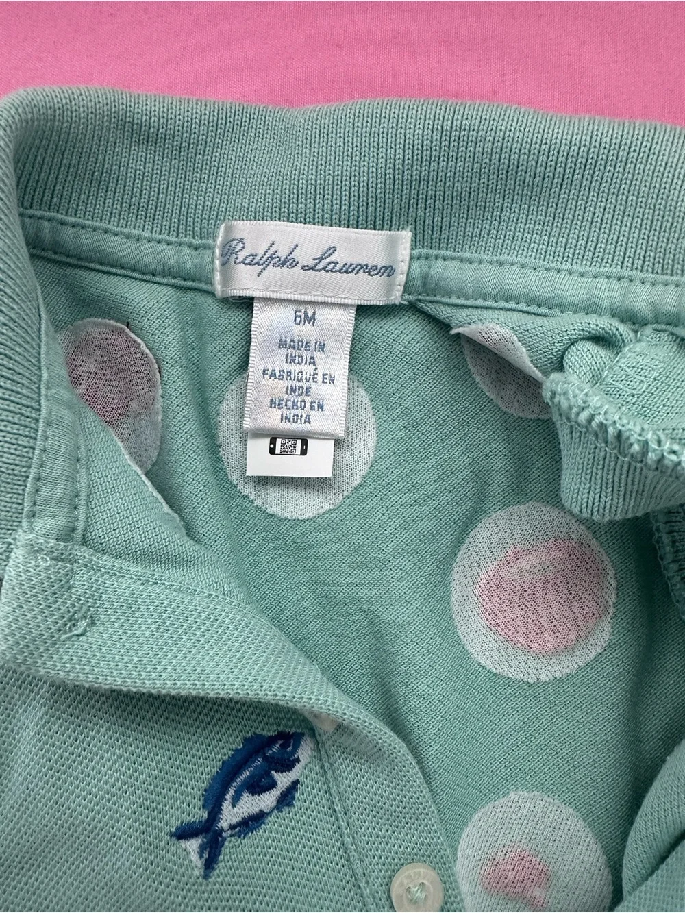Ralph Lauren Seafoam Green Embroidered Polo Romper